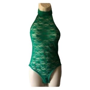 Frederick’s of Hollywood green lace teddy NWT